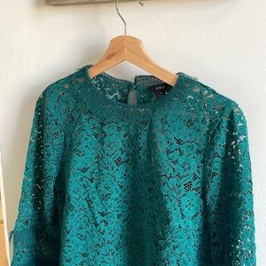 NWT J.Crew Emerald lace blouse.